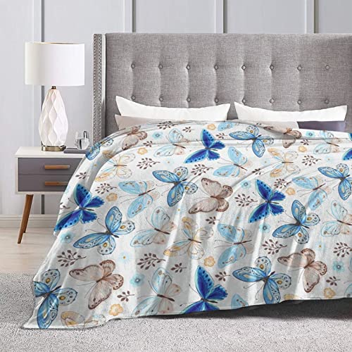 Butterfly Flannel Blanket Boys Girls Adult Throw Blanket Soft Fleece Lightweight Blanket for Home Office Couch Decor 60 X 50 Inches