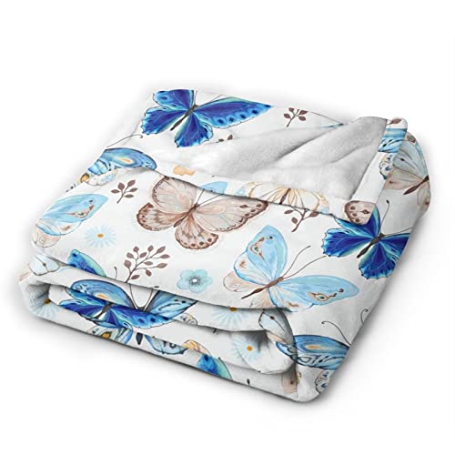 Butterfly Flannel Blanket Boys Girls Adult Throw Blanket Soft Fleece Lightweight Blanket for Home Office Couch Decor 60 X 50 Inches