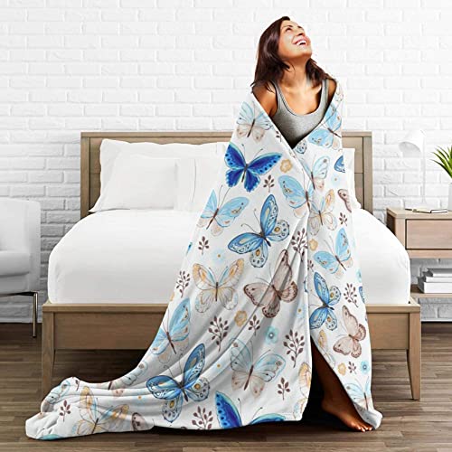 Butterfly Flannel Blanket Boys Girls Adult Throw Blanket Soft Fleece Lightweight Blanket for Home Office Couch Decor 60 X 50 Inches