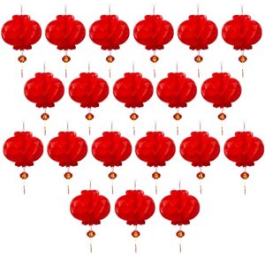 20 pieces 10 inches chinese red lanterns decorations for spring festival, uniideco lunar new year wedding mid autumn festival decorations
