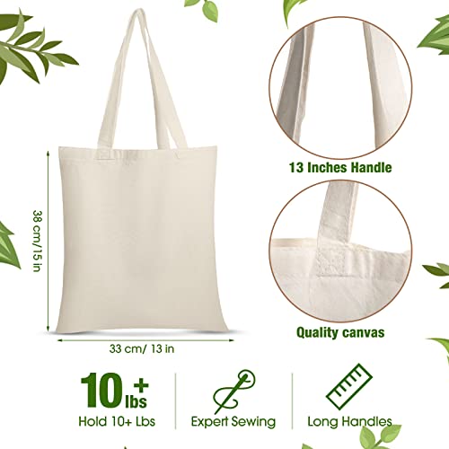 Reginary 36 Pack 13 x 15 Inch Cotton Canvas Tote Bag Bulk with Handles Blank Shopping Bag for Crafts Lightweight Economical Reusable Grocery Cloth Bags for DIY Advertising Activity Gift