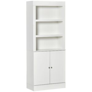 homcom 72" kitchen buffet with hutch, kitchen pantry cupboard with 2 door cabinet, and 2 adjustable shelves, white