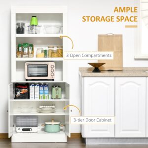 HOMCOM 72" Kitchen Buffet with Hutch, Kitchen Pantry Cupboard with 2 Door Cabinet, and 2 Adjustable Shelves, White