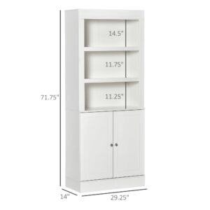 HOMCOM 72" Kitchen Buffet with Hutch, Kitchen Pantry Cupboard with 2 Door Cabinet, and 2 Adjustable Shelves, White