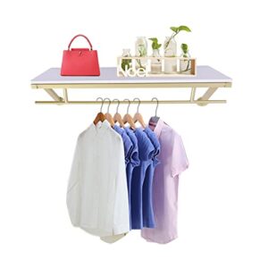 Wall Mounted Clothes Rack with Top Shelf Garment Rack Space-Saving Display Hanging Clothes Rack Heavy Duty Detachable Multi-Purpose Hanging Rod for Closet Storage(Load 88lbs)