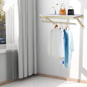 Wall Mounted Clothes Rack with Top Shelf Garment Rack Space-Saving Display Hanging Clothes Rack Heavy Duty Detachable Multi-Purpose Hanging Rod for Closet Storage(Load 88lbs)