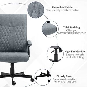 Vinsetto High-Back Home Office Chair, Computer Desk Chair with 360 Degree Swivel, Adjustable Height and Tilt Function, Dark Grey