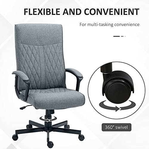 Vinsetto High-Back Home Office Chair, Computer Desk Chair with 360 Degree Swivel, Adjustable Height and Tilt Function, Dark Grey