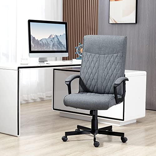 Vinsetto High-Back Home Office Chair, Computer Desk Chair with 360 Degree Swivel, Adjustable Height and Tilt Function, Dark Grey