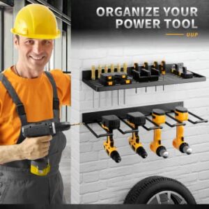 UUP Power Tool Organizer Drill Holder Wall Mount Garage Power Tool Storage Rack With Charging Station Heavy Duty Cordless Tool Organizer, Christmas Gift for Men Dad Father's Day, 2 Pack