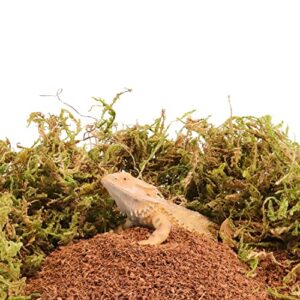luvcosy reptile coconut fiber substrate & forest moss combo clean bedding accessories for bearded dragon/snake/lizard/gecko/tortoise, tarantula terrarium tank humidity control and odor absorbent