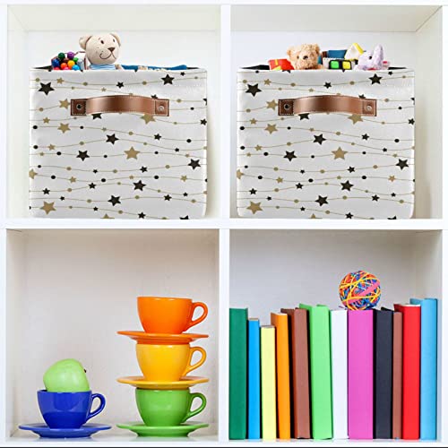 xigua Cute Holiday Stars Square Storage Basket,Collapsible Sturdy Fabric Storage Basket Cube W/Handles for Clothes Toy Closet(1 pcs)