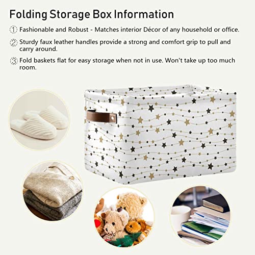 xigua Cute Holiday Stars Square Storage Basket,Collapsible Sturdy Fabric Storage Basket Cube W/Handles for Clothes Toy Closet(1 pcs)