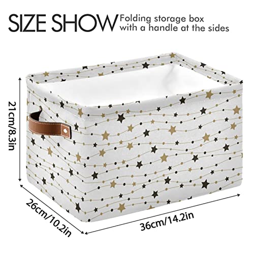 xigua Cute Holiday Stars Square Storage Basket,Collapsible Sturdy Fabric Storage Basket Cube W/Handles for Clothes Toy Closet(1 pcs)