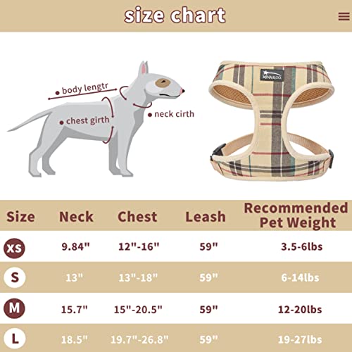 MINA&CO Dog Harness for Small Dogs No Pull - Adjustable Mesh Puppy Harness and Leash Set, Harness Medium Size Dog, Puppy Collar and Leash Set with Bandana & Poop Bag, Dog Vest Harness (Beige, XSmall)