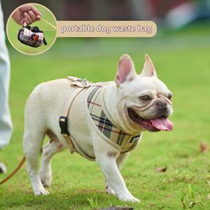 MINA&CO Dog Harness for Small Dogs No Pull - Adjustable Mesh Puppy Harness and Leash Set, Harness Medium Size Dog, Puppy Collar and Leash Set with Bandana & Poop Bag, Dog Vest Harness (Beige, XSmall)