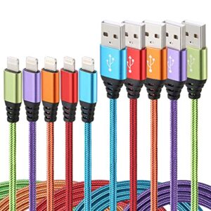 aurnoet iphone charger 5pack 10ft lightning cable nylon braided usb cables fast charging apple mfi certified compatible with iphone 14/13 mini/14/13/12/11 pro max/xr/xs/8/7/plus/6s/se/ipad