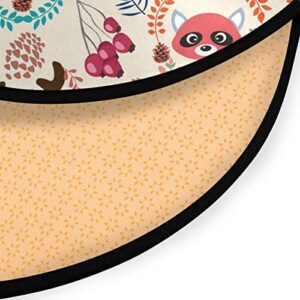 Cute Cartoon Forest Animals and Plants Round Area Rug, Non Slip Indoor Throw Area Rug, Washable Circle Carpet Floor Mat for Living Room,Door Mat Entryway,Bedroom,Sofa,3 Ft