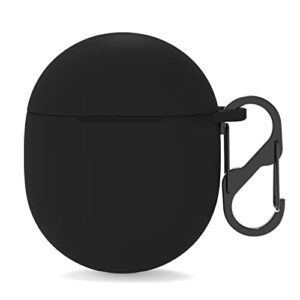 meteqi silicone case compatible with google pixel buds pro (2022) protective cover with carabiner (black)