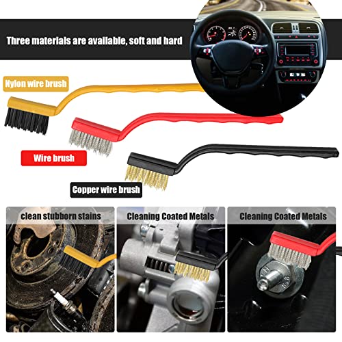 9 PCS Car Detailing Brush Set, Multifunction Car Wheels, Exterior, Interior Detail Cleaning Brush Set, Universal Car - 5pcs Detail Brush 3pcs Wire Brush 3pcs Auto Air Conditioner Brush