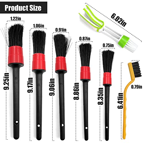 9 PCS Car Detailing Brush Set, Multifunction Car Wheels, Exterior, Interior Detail Cleaning Brush Set, Universal Car - 5pcs Detail Brush 3pcs Wire Brush 3pcs Auto Air Conditioner Brush