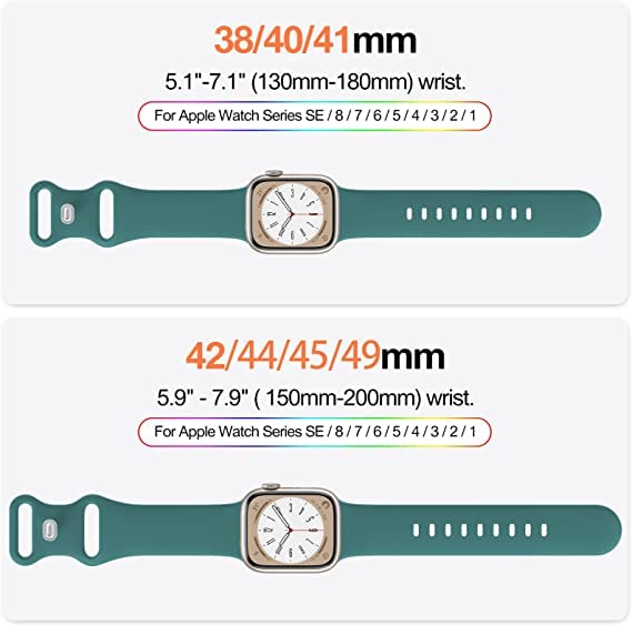 [7 Pack] Mage Plus Silicone Band Compatible with Apple Watch 38mm 40mm 41mm，Women and Men Sport Strap for iWatch Bands Series 8 7 SE 6 5 4 3 2 1-38mm/40mm/41mm