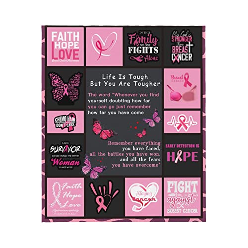 RESPRO Breast Cancer Blanket Gifts for Women,Get Well Soon Blanket Gifts for Women, Survivor Thoughtful Gifts for Breast Cancer Patients Women,Cancer Awareness Comfort Gifts,50x60 Inch