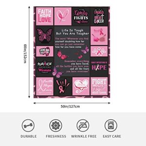 RESPRO Breast Cancer Blanket Gifts for Women,Get Well Soon Blanket Gifts for Women, Survivor Thoughtful Gifts for Breast Cancer Patients Women,Cancer Awareness Comfort Gifts,50x60 Inch