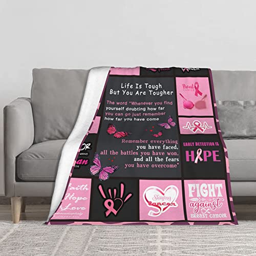 RESPRO Breast Cancer Blanket Gifts for Women,Get Well Soon Blanket Gifts for Women, Survivor Thoughtful Gifts for Breast Cancer Patients Women,Cancer Awareness Comfort Gifts,50x60 Inch