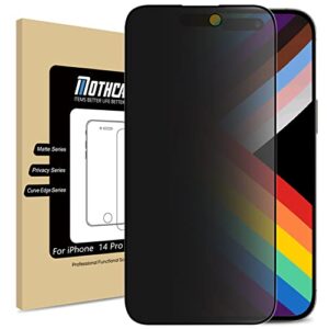 mothca matte privacy screen protector for iphone 14 pro 6.1-inch 2022 with alignment sticker, anti-spy anti-glare full coverage tempered glass anti-fingerprint shield smooth & no dark, easy to install