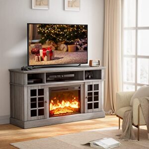 Furnimics Fireplace TV Stand for TVs up to 65 Inch, Entertainment Center with Adjustable Shelves Living Room, & Modern Farmhouse Wood