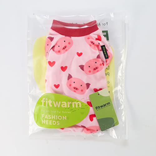 Fitwarm Cute Pig Dog Pajamas, Dog Winter Clothes for Small Dogs Girl, Lightweight Velvet Pet Jumpsuit, Cat Onesie, Pink, Small