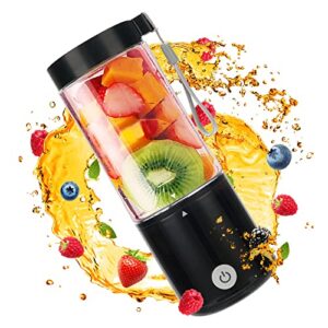 portable blender usb rechargeable,small juicer machines cup for smoothies and shakes, mini fruit mixer cup with six blades black
