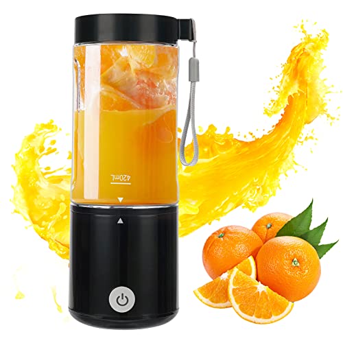 Portable Blender USB Rechargeable,Small Juicer Machines Cup For smoothies and shakes, Mini Fruit Mixer Cup with Six Blades Black