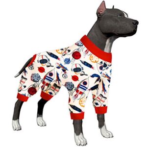 lovinpet dog pajamas size xxl - space snow prints, lightweight pullover large puppy pajamas, full coverage dog pjs, large dog onesie,white xxl