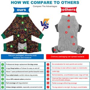 LovinPet Large Dog Clothing - Comfy Lightweight Stretchy Fabric, Norwegian Woods Print Dog Pajamas, UV Protection, Surgery Recovery Outfit for Dogs, Easy to Wear Adorable Dog Clothes, Brown Blue M