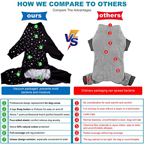 LovinPet Lovinpet Dog Clothes for Pitbull - Lucky Stars Cozy Dog Pajamas, Slim fit, Lightweight Pullover Pajamas, Full Coverage Dog pjs, Please Read Size Chart Before Ordering,Black 3XL