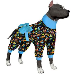 lovinpet dog clothes for large dogs - large dog pajamas, post surgery recovery shirt, stretchy fabric dog pj's, anti licking, easy to wear girl or boy dog jammies,black blue xl