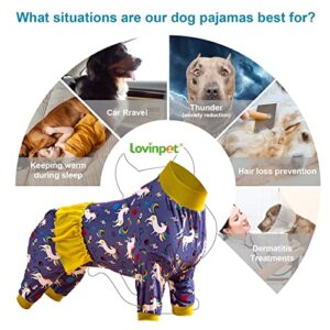 LovinPet Large Dog Costumes - Post Surgery Shirt, Unicorn Rocket Print, Full Coverage Dog Pjs, Lightweight Big Dogs Pullover Shirt, Large Breed Dog Pjs,Grey XL