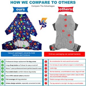 LovinPet Pitbulls Dog Recovery Suit - Anxiety Calming Shirt, Anti Licking Dog Pajamas, Marine Animals Print, Lightweight Large Dog Pjs, Pet PJ's for Parties, Camping, Traveling, Home,Purple Black XL