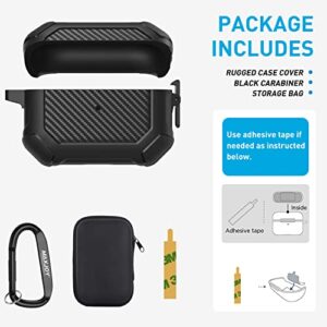 Maxjoy for AirPods Pro 2nd Generation Case Cover, AirPods Pro 2 Protective Case with Lock Pro2 Military Hard Rugged Shockproof Cover with Keychain Compatible with Apple Airpods Pro 2 2022, Black