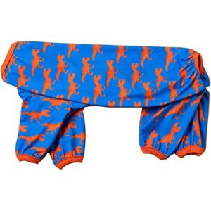 lovinpet dog pjs large breed - spun polyester stretch jersey knit pjs, orange print, wound care and post surgery shirt, uv protection, pet anxiety relief shirt, large dog onesies,blue white xxl