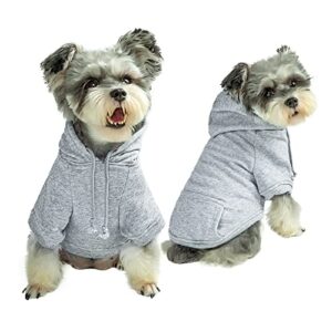 furryilla pet clothes for dog, dog hoodies sweatshirt with hood and pockets for small dogs (grey dog hoodie, large)
