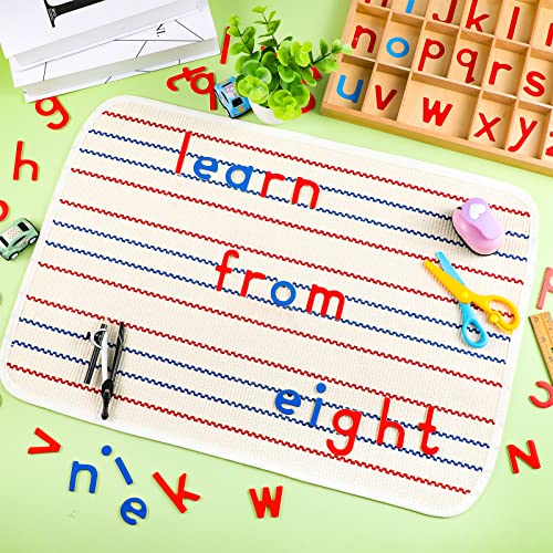 Montessori Letters Movable Wood Alphabet with Box and Large Mat Small Wooden Alphabet Letters Montessori Trays Preschool Spelling Learning Language Materials Objects, Red, Blue