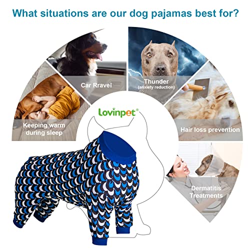LovinPet Rottweiler Dog Pajamas - Anti Licking & Anxiety Calming Dog Shirt, Lightweight Stretchy Summertime Print Large Dog Pajamas, Large Dogs Onesie, Pitbull Clothes, Dog Costume for Parties,Black L