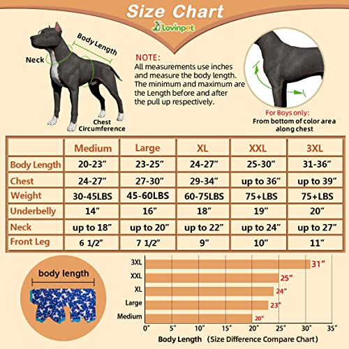 LovinPet Pitbull Pets Shirts, Undershirt for Dog Coats, Anti Licking, Pet Anxiety Calming Onesies for Dogs, Lightweight Stretchy Fabric, Chasing Dreams Horse Print, Large Breed Dog Clothes,Blue XXL