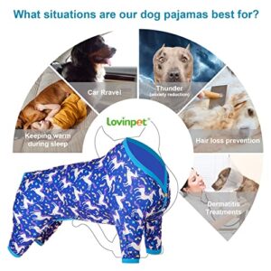LovinPet Pitbull Pets Shirts, Undershirt for Dog Coats, Anti Licking, Pet Anxiety Calming Onesies for Dogs, Lightweight Stretchy Fabric, Chasing Dreams Horse Print, Large Breed Dog Clothes,Blue XXL