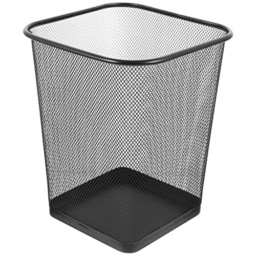 GANAZONO Small Plastic Wastebasket Square Waste Paper Basket Mesh Paper Trash Bin Metal Garbage Can Iron Trash Bin Garbage Container for Kitchen Home Office (Black S) Waste Paper Basket