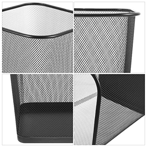 GANAZONO Small Plastic Wastebasket Square Waste Paper Basket Mesh Paper Trash Bin Metal Garbage Can Iron Trash Bin Garbage Container for Kitchen Home Office (Black S) Waste Paper Basket