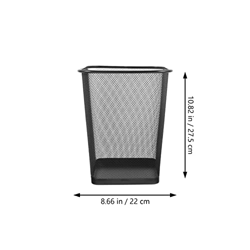 GANAZONO Small Plastic Wastebasket Square Waste Paper Basket Mesh Paper Trash Bin Metal Garbage Can Iron Trash Bin Garbage Container for Kitchen Home Office (Black S) Waste Paper Basket